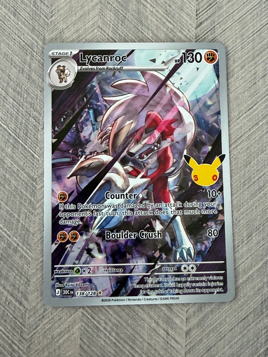 Lycanroc 138/128 IR 30th Celebration Pokémon Card - English