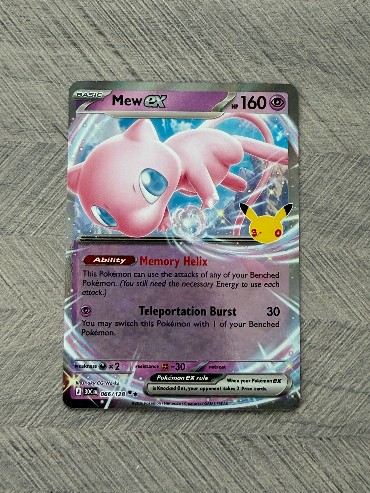 Mew EX 066/128 30th Celebration Pokémon Card - English