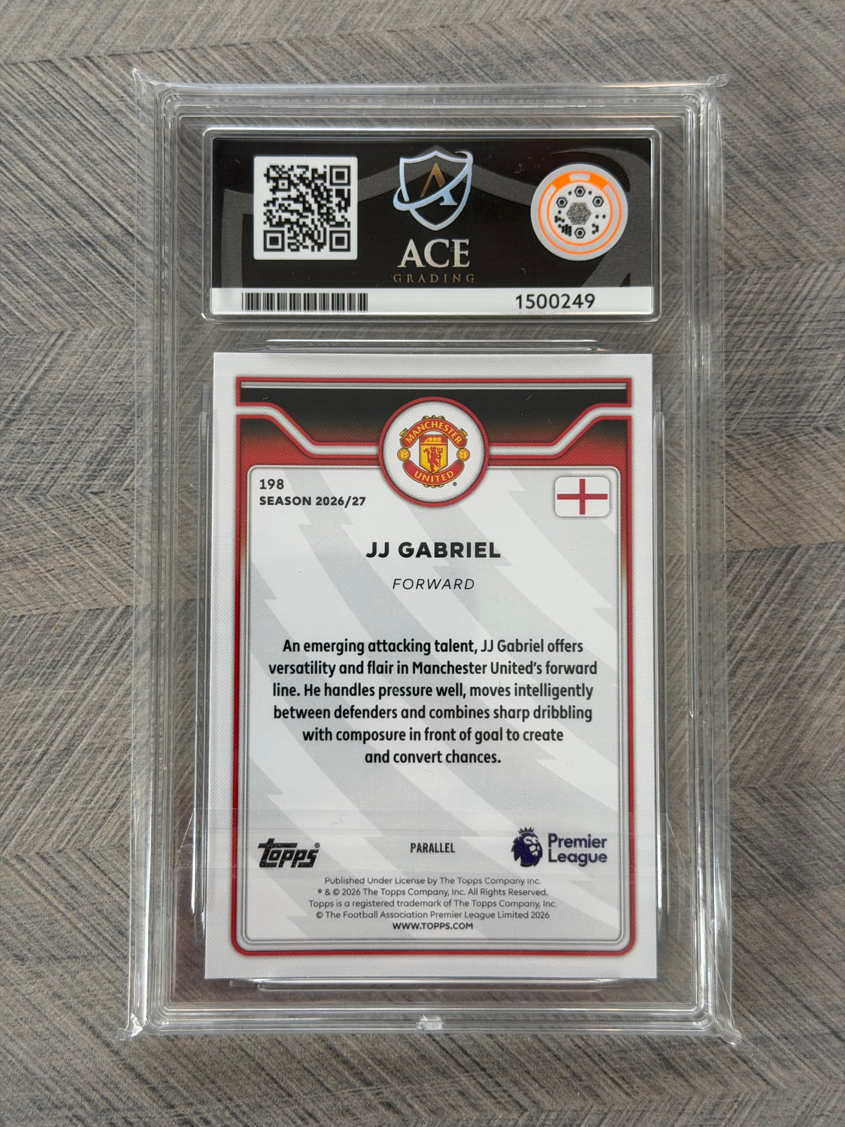 Topps Premier League 26/27 JJ Gabriel #198 055/150 - Gem Mint 10 Ace Grading