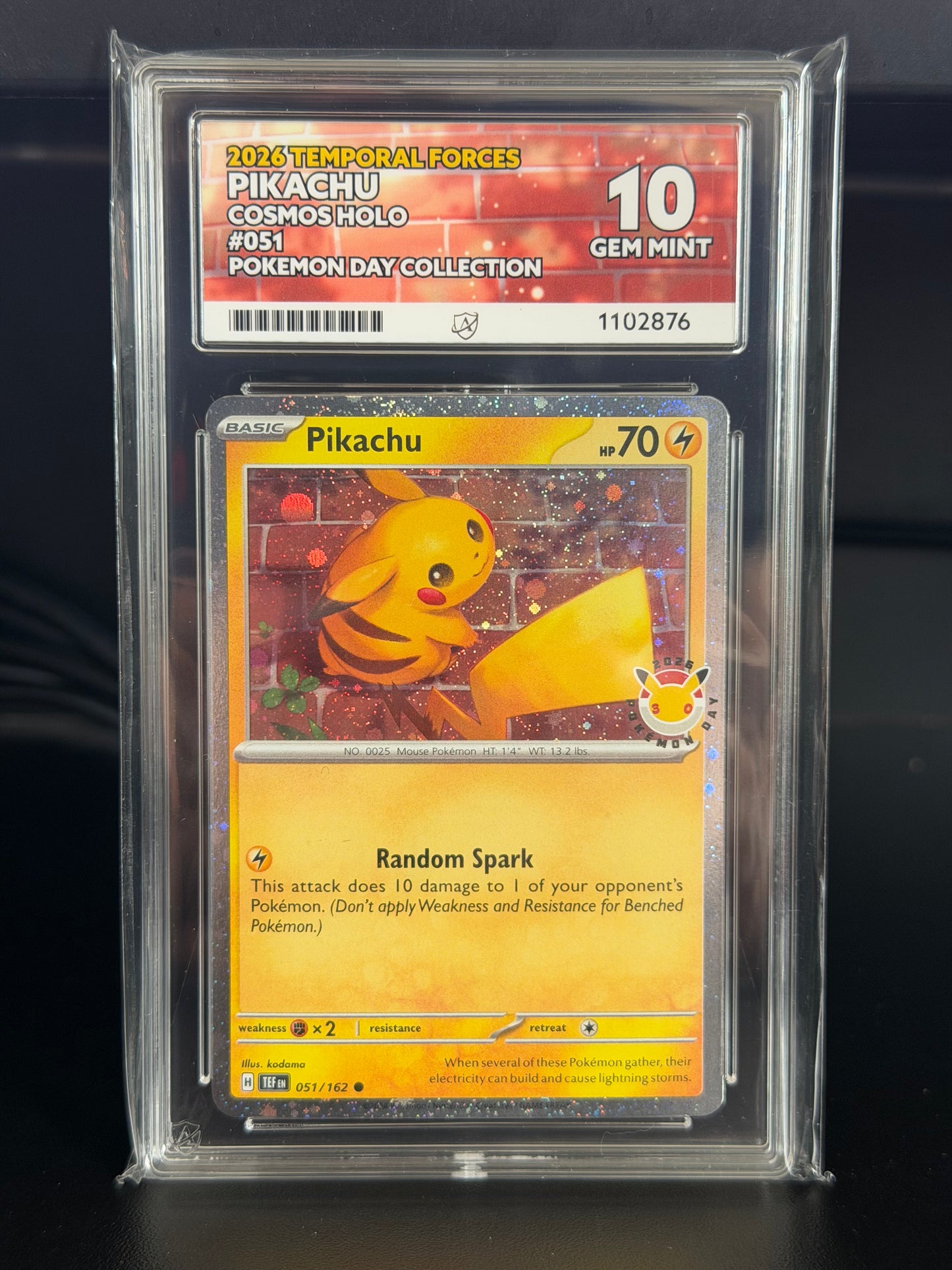 Pikachu 051/162 2026 Pokémon Day Promo Gem Mint 10 Ace Grading Card