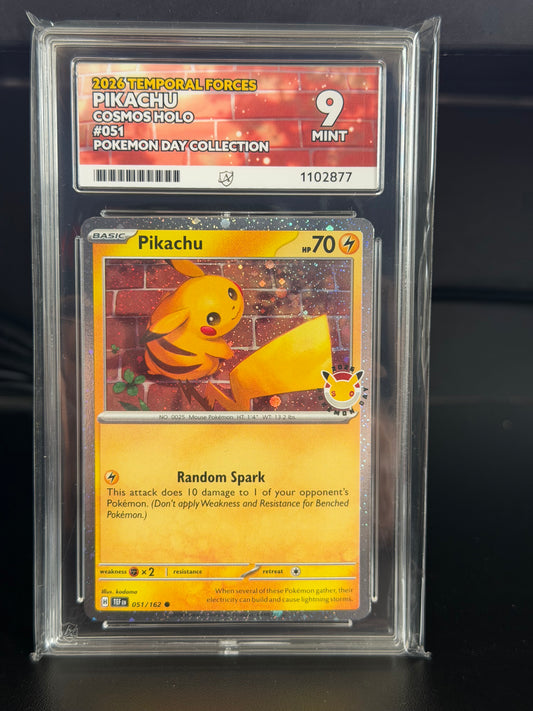 Pikachu 051/162 2026 Pokémon Day Promo Mint 9 Ace Grading Card