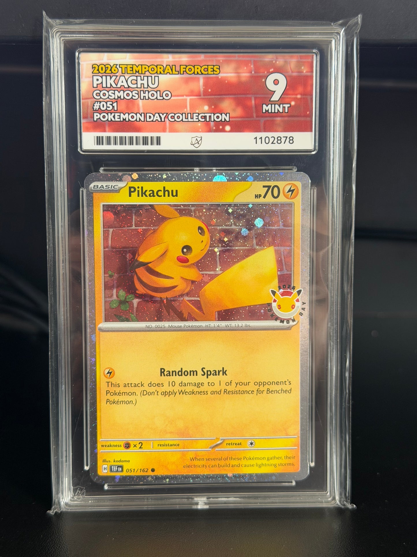 Pikachu 051/162 2026 Pokémon Day Promo Mint 9 Ace Grading Card