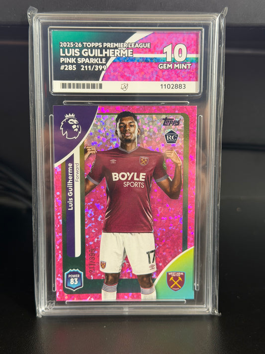 Topps Premier League 2025/26 Luis Guilherme #285 211/399 - Gem Mint 10 Ace Grading