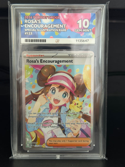Rosa's Encouragement 123/088 SIR - Perfect Order Gem Mint 10 Ace Grading Card
