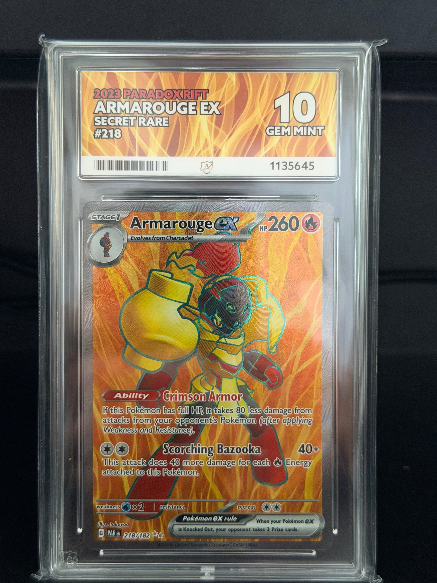 Armarouge 218/182 Full Art - Paradox Rift Gem Mint 10 Ace Grading Card