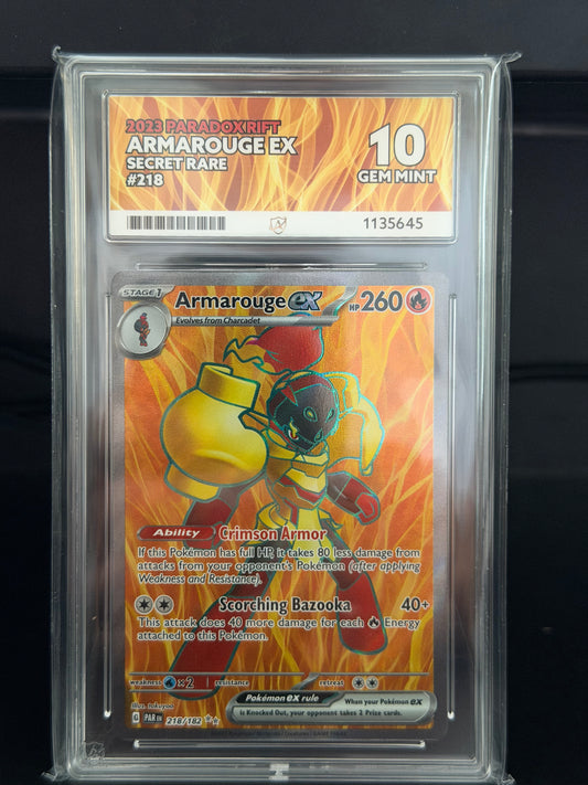 Armarouge 218/182 Full Art - Paradox Rift Gem Mint 10 Ace Grading Card