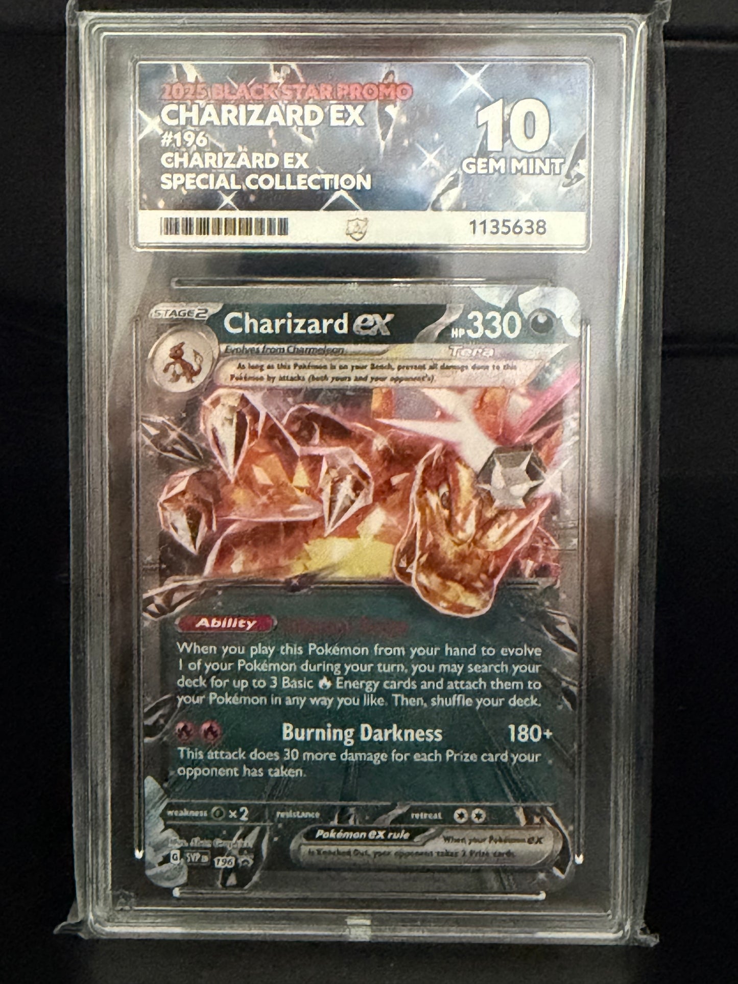 Charizard EX SVP 196 - Black Star Promo Gem Mint 10 Ace Grading Card