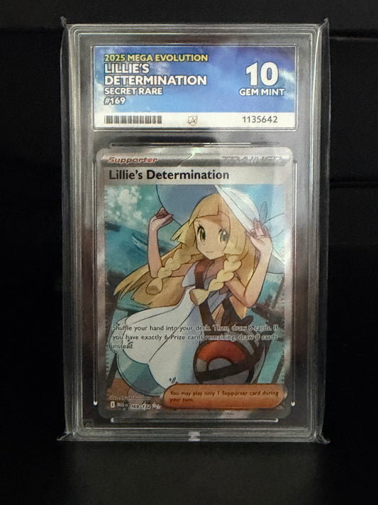 Lillie's Determination 169/132 - Full Art Mega Evolution Gem Mint 10 Ace Grading Card