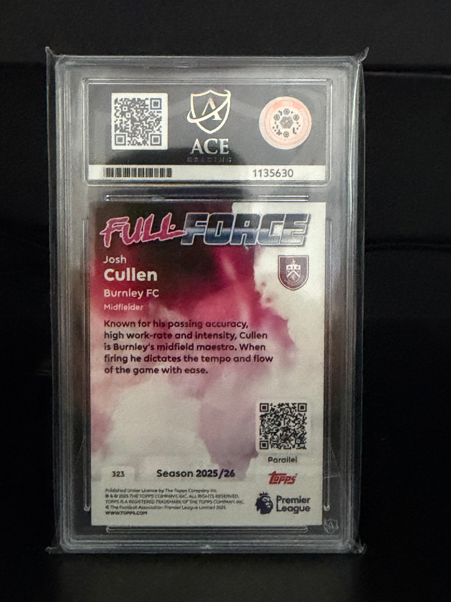 Topps Premier League 2025/26 Josh Cullen #323 034/399 - Gem Mint 10 Ace Grading