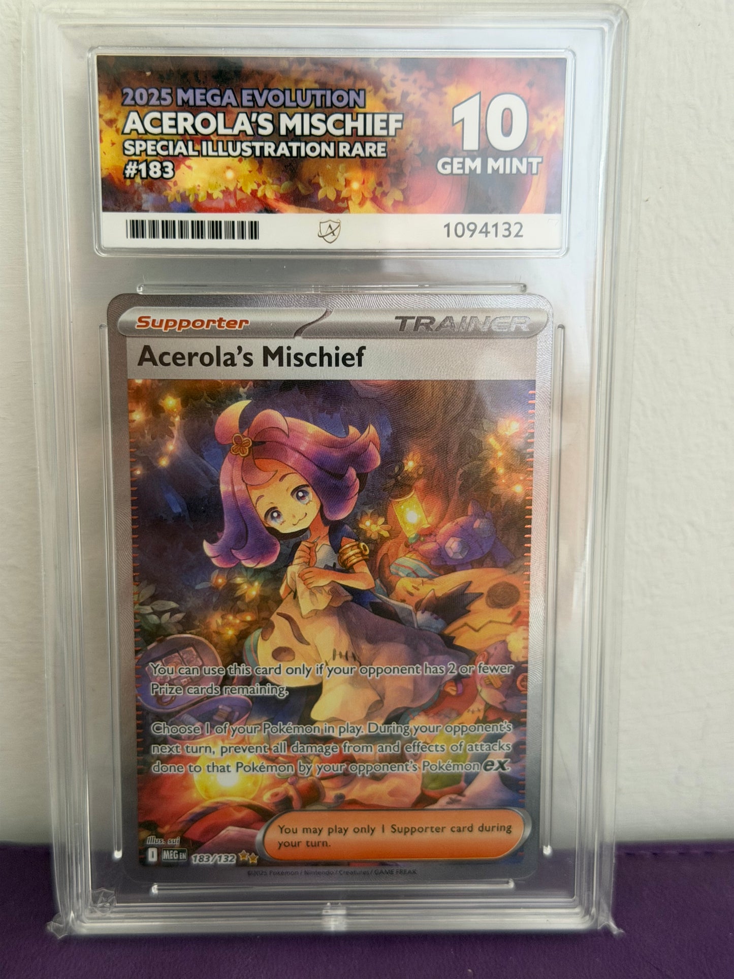Acerola's Mischief 183/132 - SIR Mega Evolution Gem Mint 10 Ace Grading Card