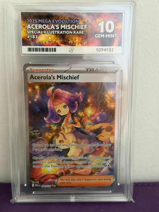 Acerola's Mischief 183/132 - SIR Mega Evolution Gem Mint 10 Ace Grading Card