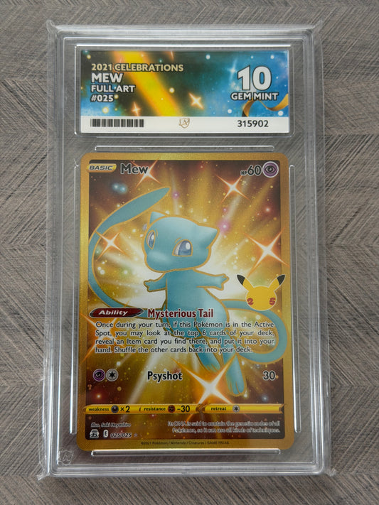 Mew - 025/025 - Gold - Celebrations - Gem Mint 10 Ace Grading Card