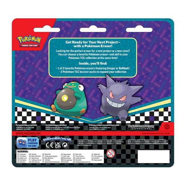 Pokemon TCG: Back to School Eraser Blister Bellibot or Gengar