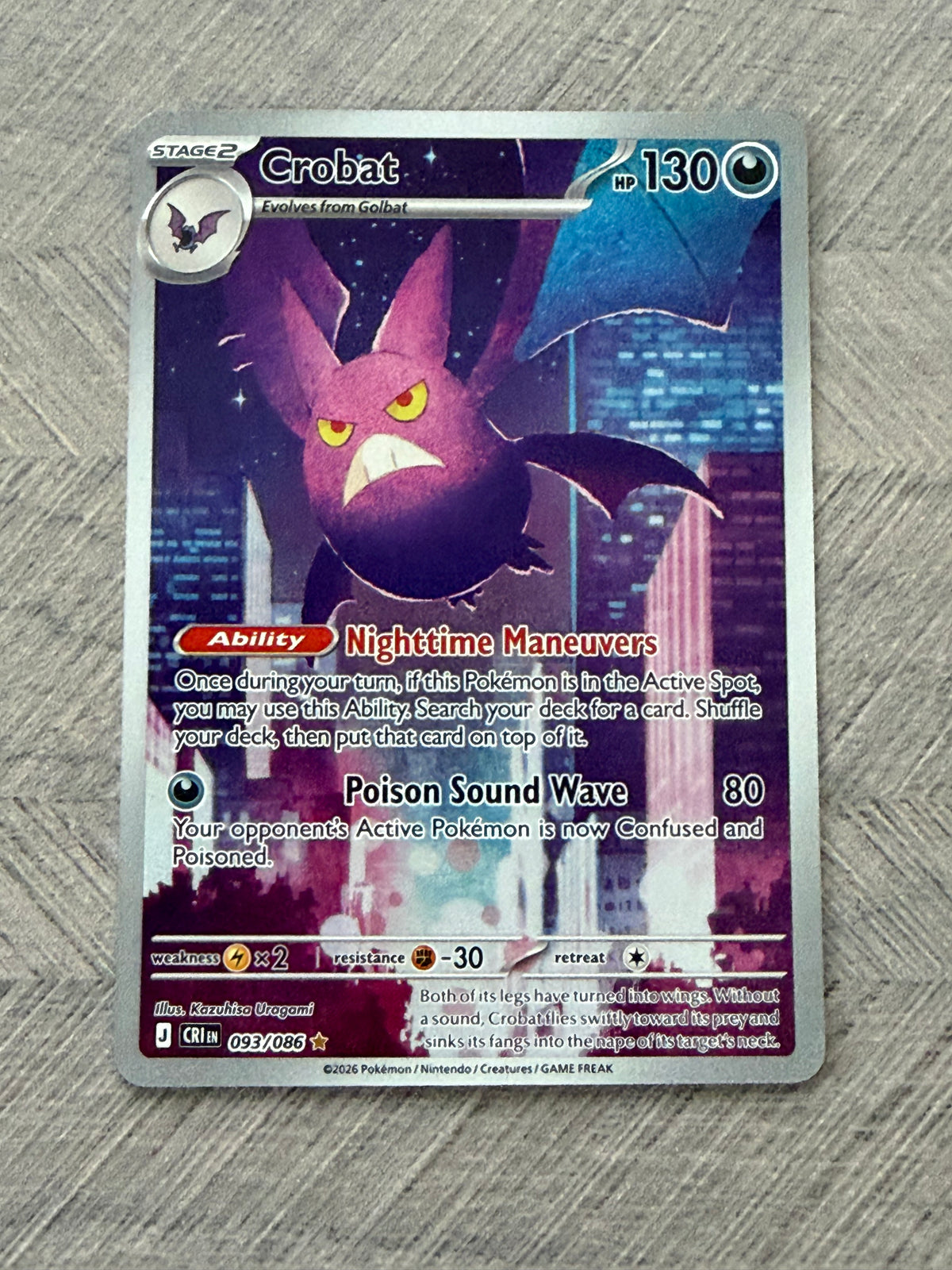 Crobat 093/066 IR Chaos Rising Pokémon Card - English